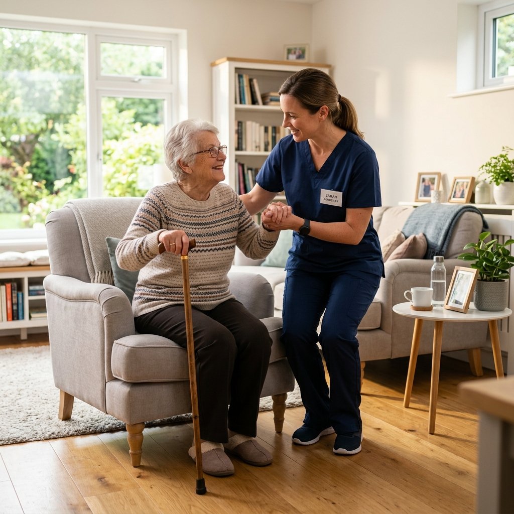 Caregiver assisting elderly patient in Patna